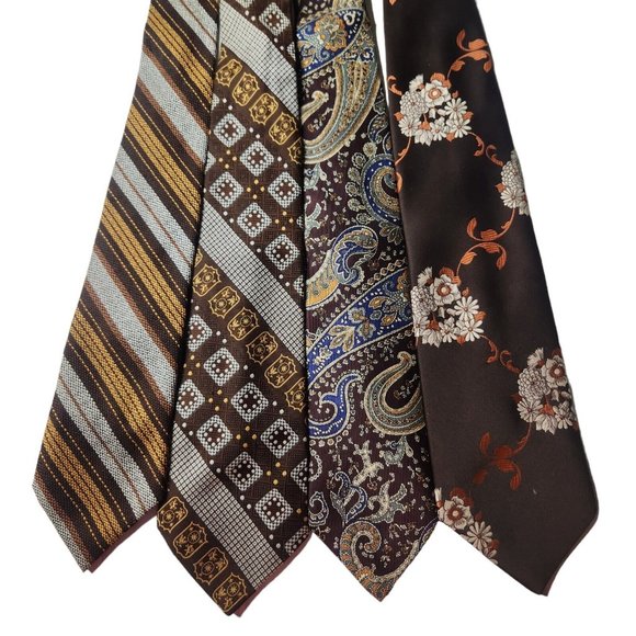 Vintage Neckties Assorted Lot Floral Striped 70's - Picture 3 of 9